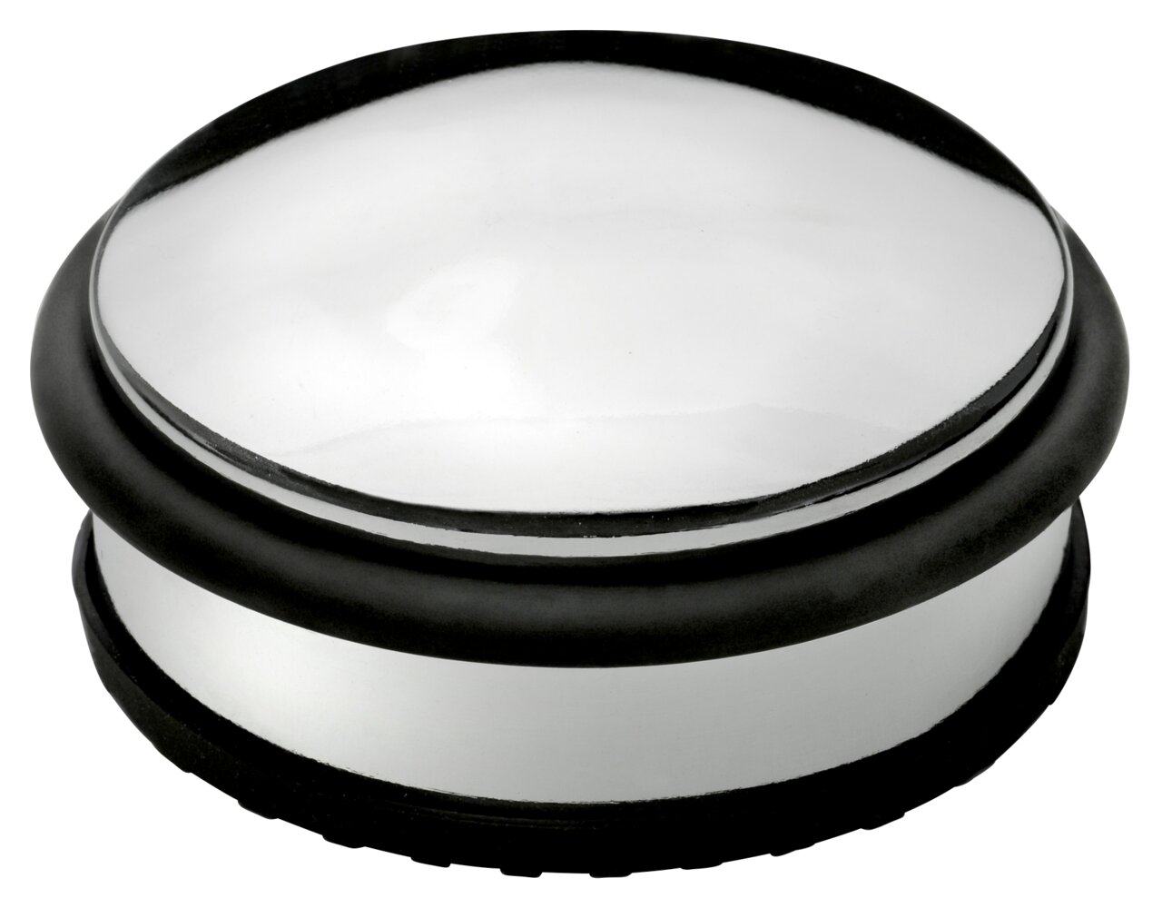 Türstopper LifeStyle 1,2kg in seitlicher Perspektive mit schwarzem Gummirand und silberner Oberfläche