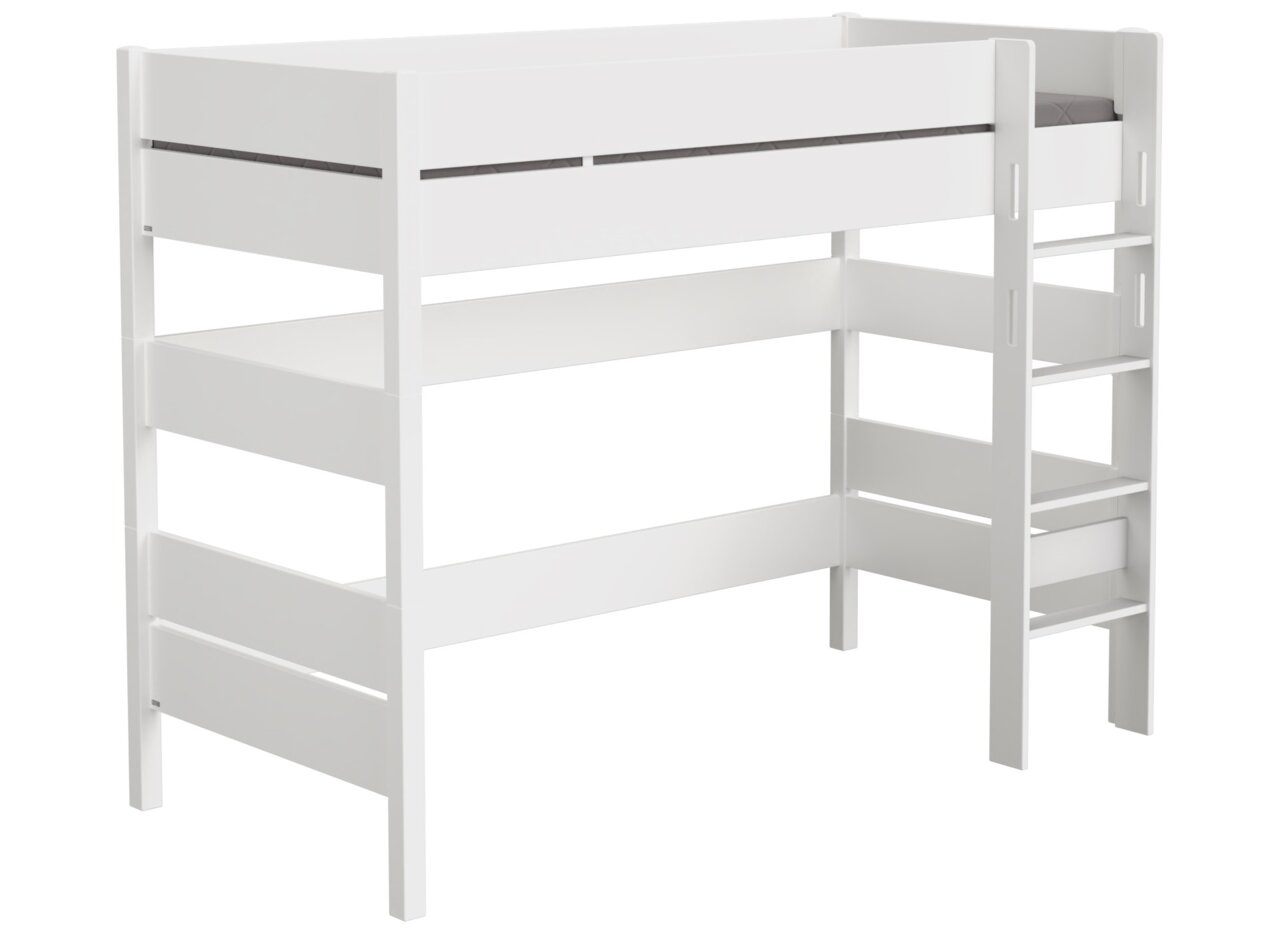 Wit speelbed met ladder, zijaanzicht