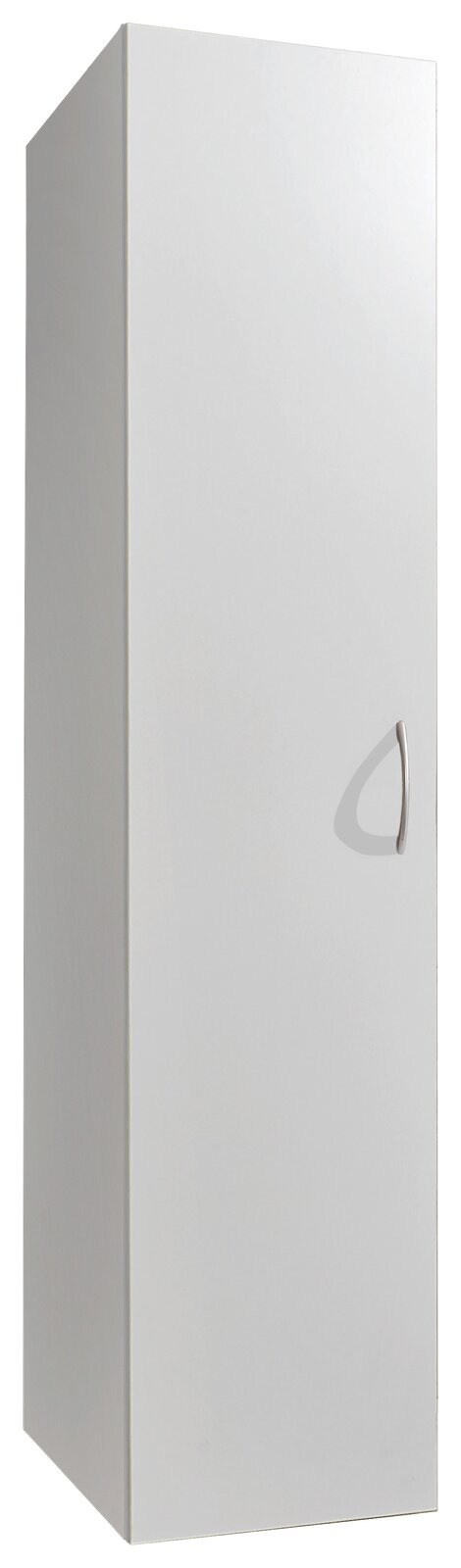 XORA Mehrzweckschrank MULTIRAUMKONZEPT Weißer Mehrzweckschrank mit einer Tür und silbernem Griff, seitliche Perspektive