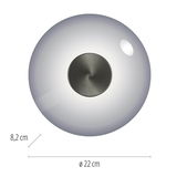 Runde Wand- und Deckenleuchte PURE V, Draufsicht, Durchmesser 22 cm, Höhe 8,2 cm, modernes Design mit zentralem Metallakzent.