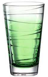 Grünes Trinkglas Vario 280ml mit spiralförmigem Design, seitliche Perspektive