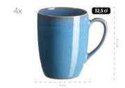 Blaue Keramik-Kaffeetasse mit Henkel, 32,5 cl Fassungsvermögen, ca. 10,5 cm hoch und 8 cm breit, Produktansicht frontal leicht von oben auf weißem Hintergrund