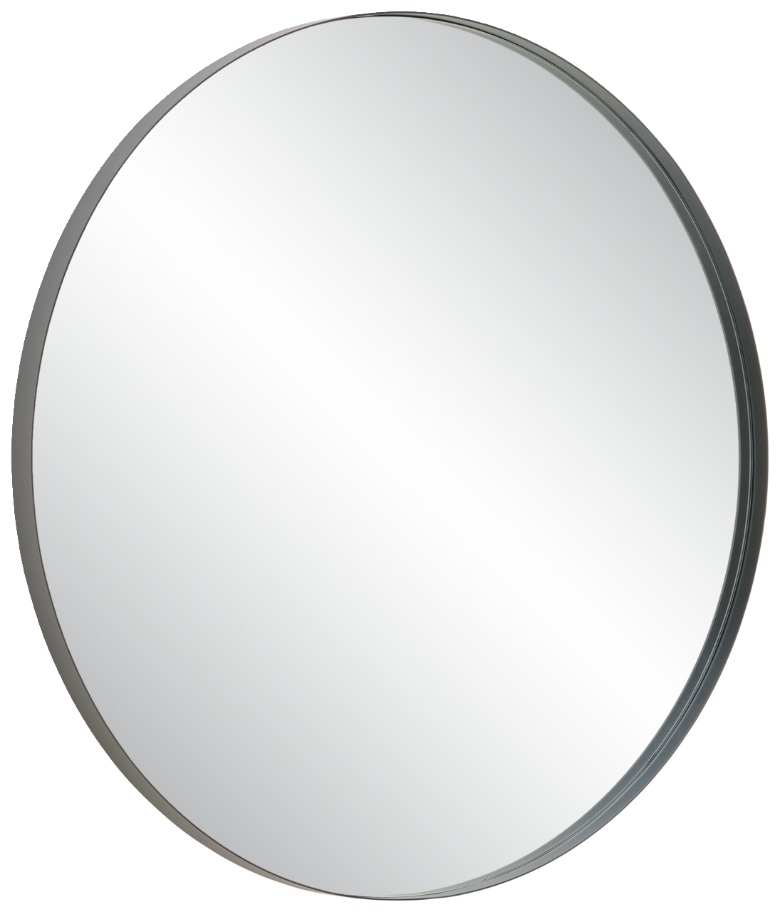 Runder Wandspiegel mit einem Durchmesser von ca. 80 cm, seitliche Perspektive