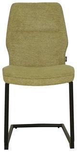 Grüner Freischwinger-Stuhl mit schwarzem Metallgestell, Vorderansicht