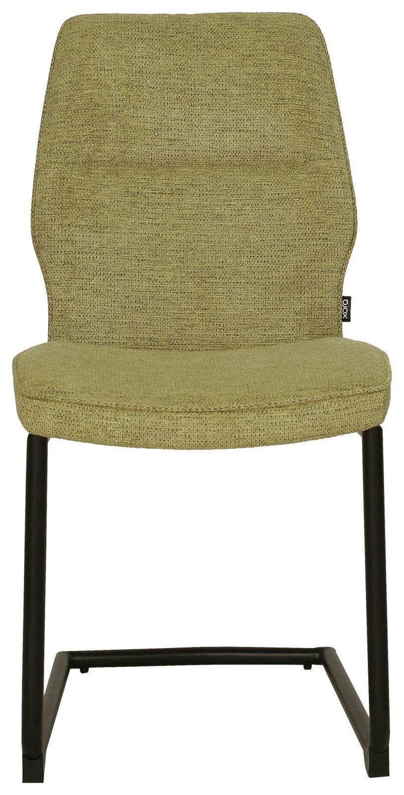 Grüner Freischwinger-Stuhl mit schwarzem Metallgestell, Vorderansicht