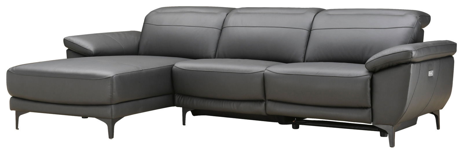 Graue Longchairkombination mit drei Sitzen, linke Perspektive