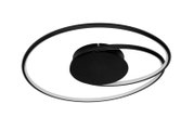Moderne LED-Deckenleuchte in Schwarz mit geschwungenem Design, seitliche Perspektive