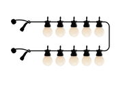 Solarbetriebene Lichterkette mit 10 LED-Lampen, seitliche Perspektive