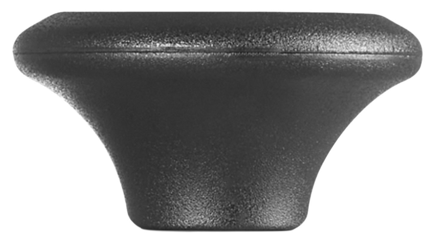 Schwarzer Deckelknopf aus Phenolharz, seitliche Perspektive