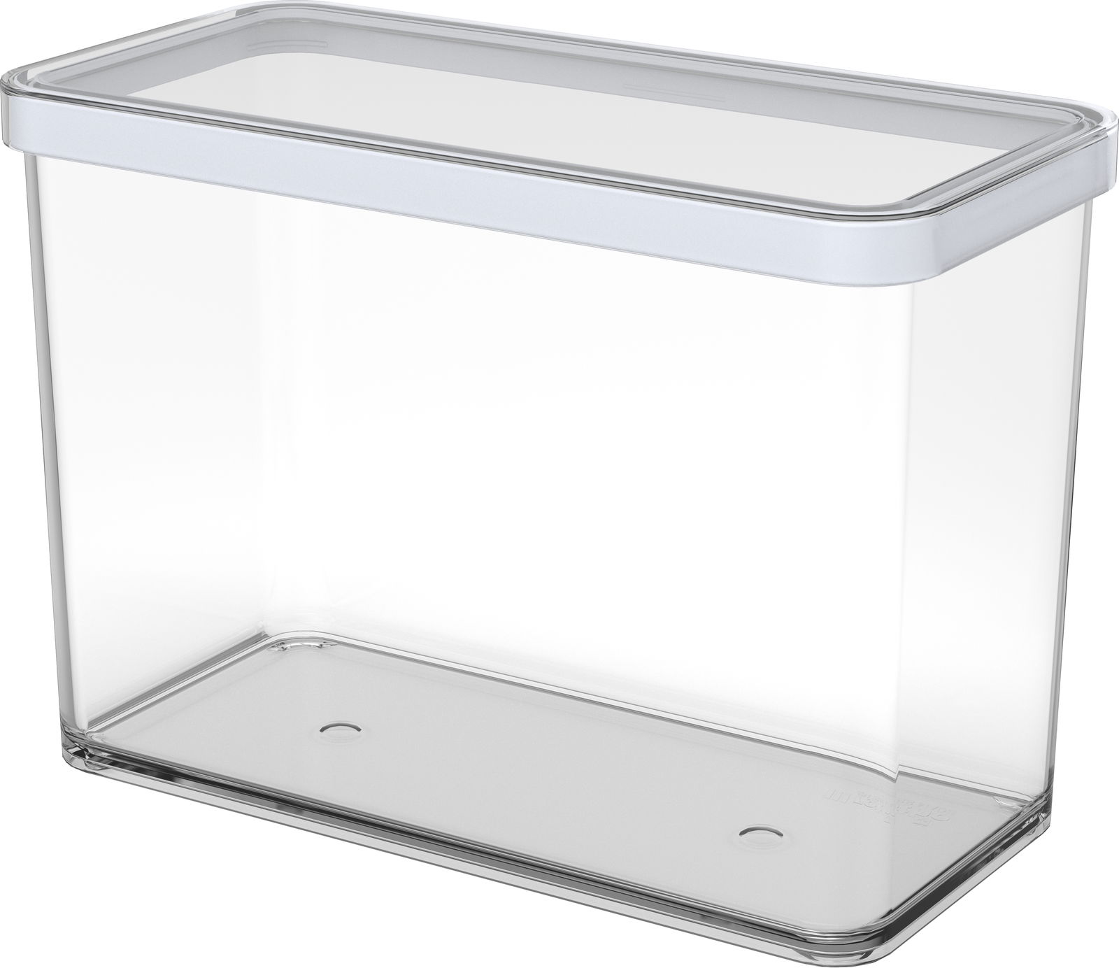 rotho Premium Dose LOFT Rechteckige, transparente Premium-Dose mit 2,1 l Fassungsvermögen, seitliche Perspektive