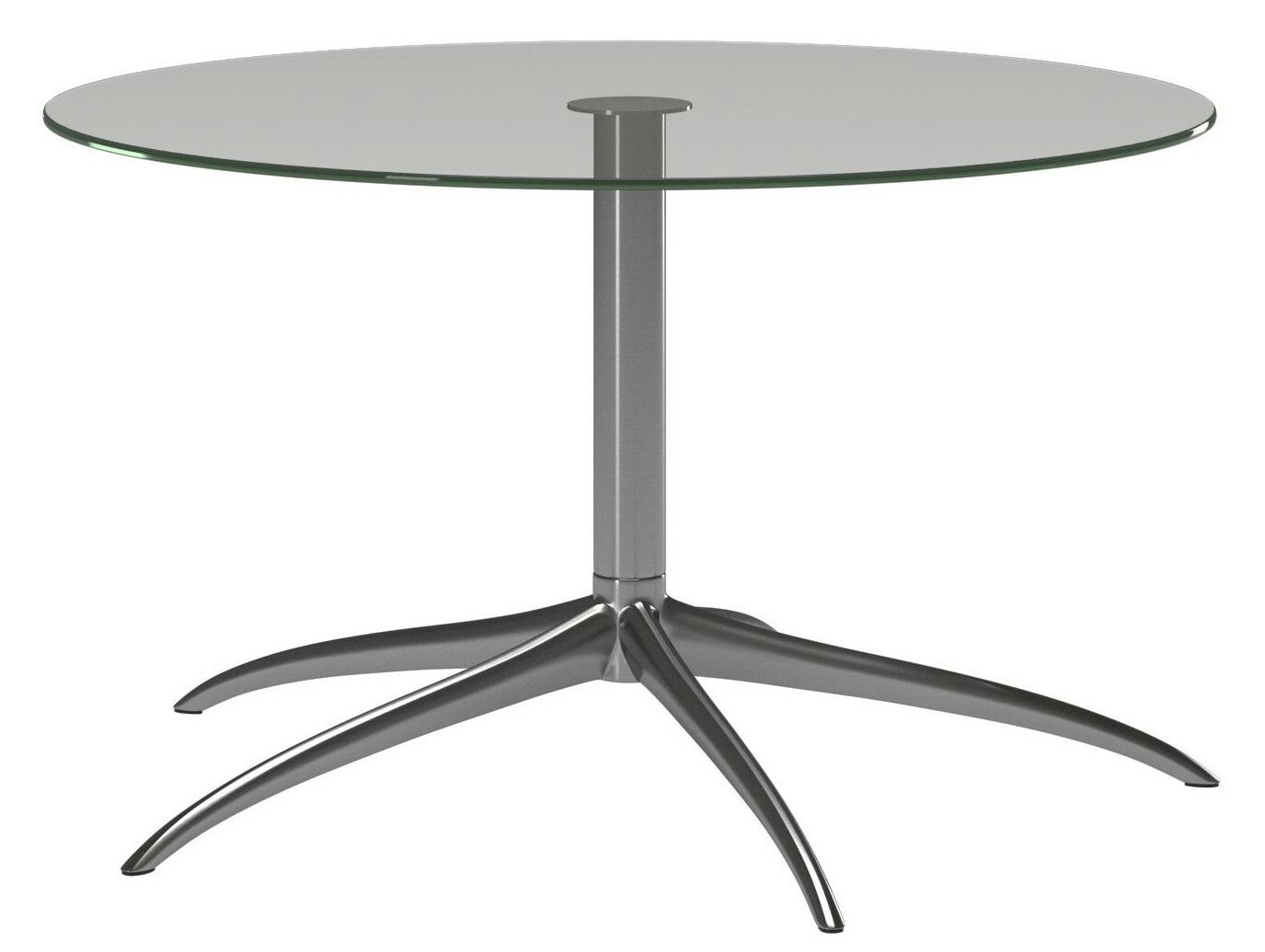 Stressless Couchtisch URBAN Moderner runder Couchtisch mit Glasplatte und metallischem Standfuß, seitliche Perspektive