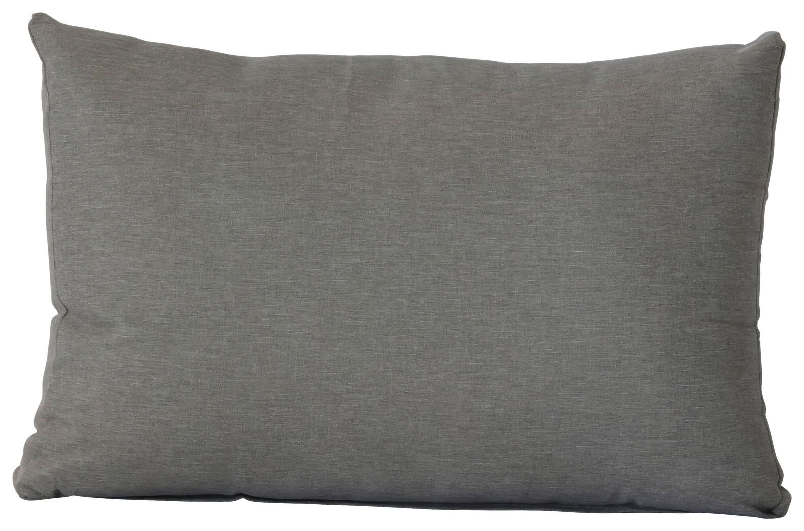Graues Kissen in Vorderansicht, rechteckige Form, schlichtes Design