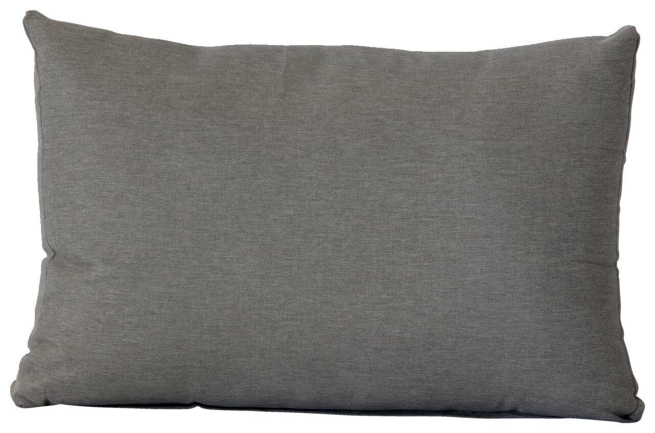 Graues Kissen in Vorderansicht, rechteckige Form, schlichtes Design