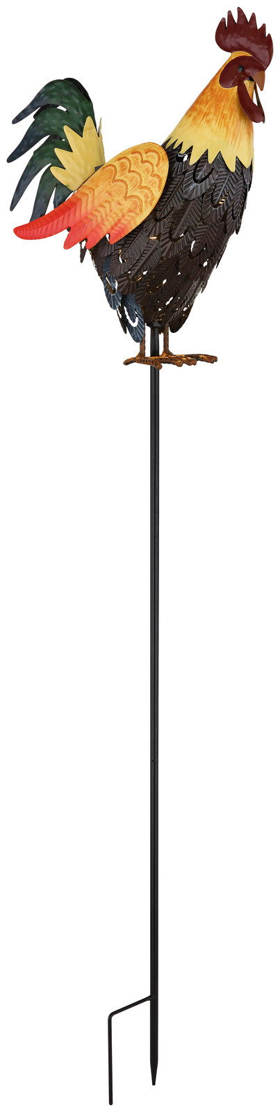 Ambia Garden Solarleuchte Bunte Solarleuchte in Form eines Hahns, seitliche Perspektive