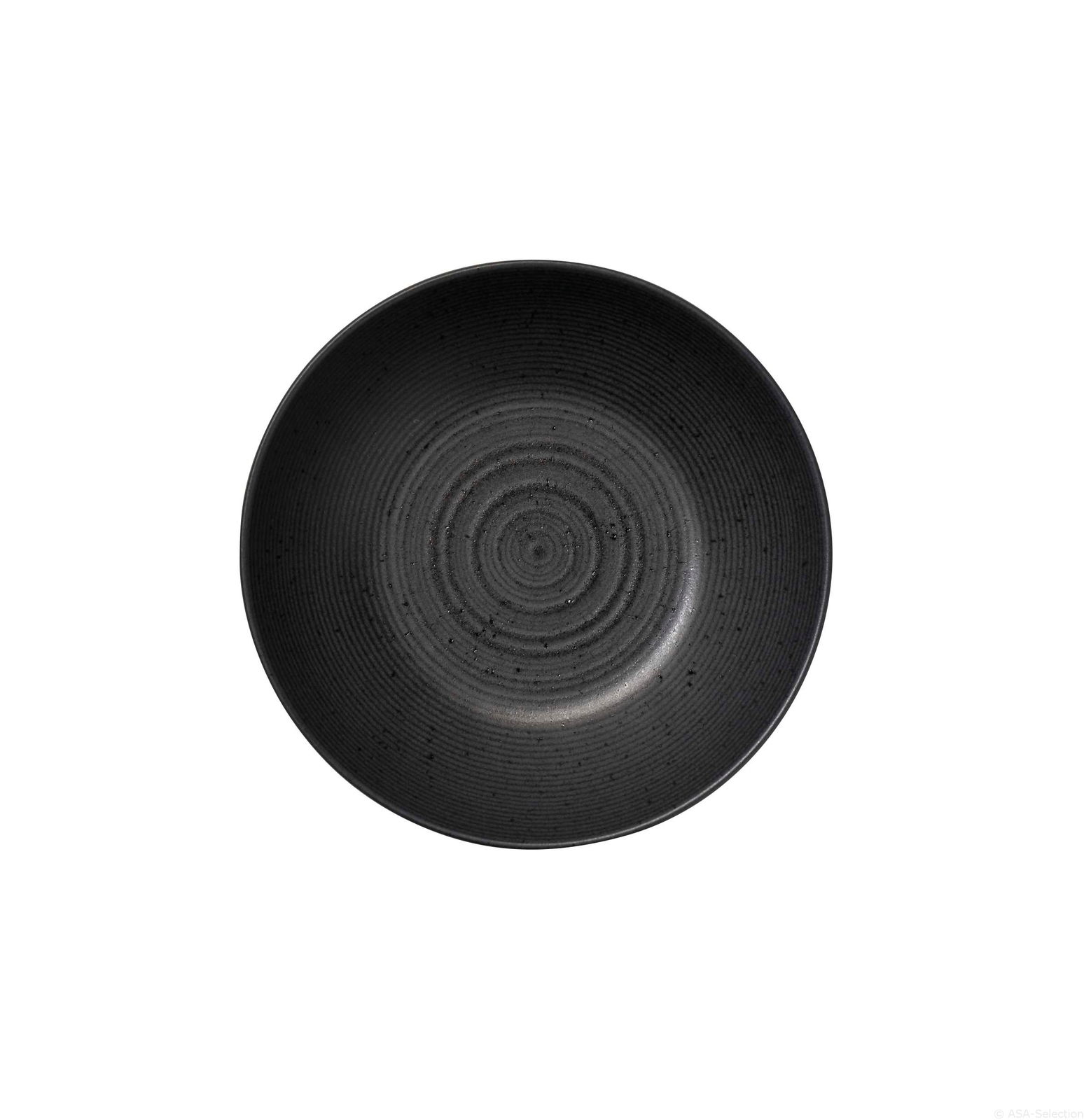 Schwarzer Teller mit konzentrischen Kreisen, Draufsicht