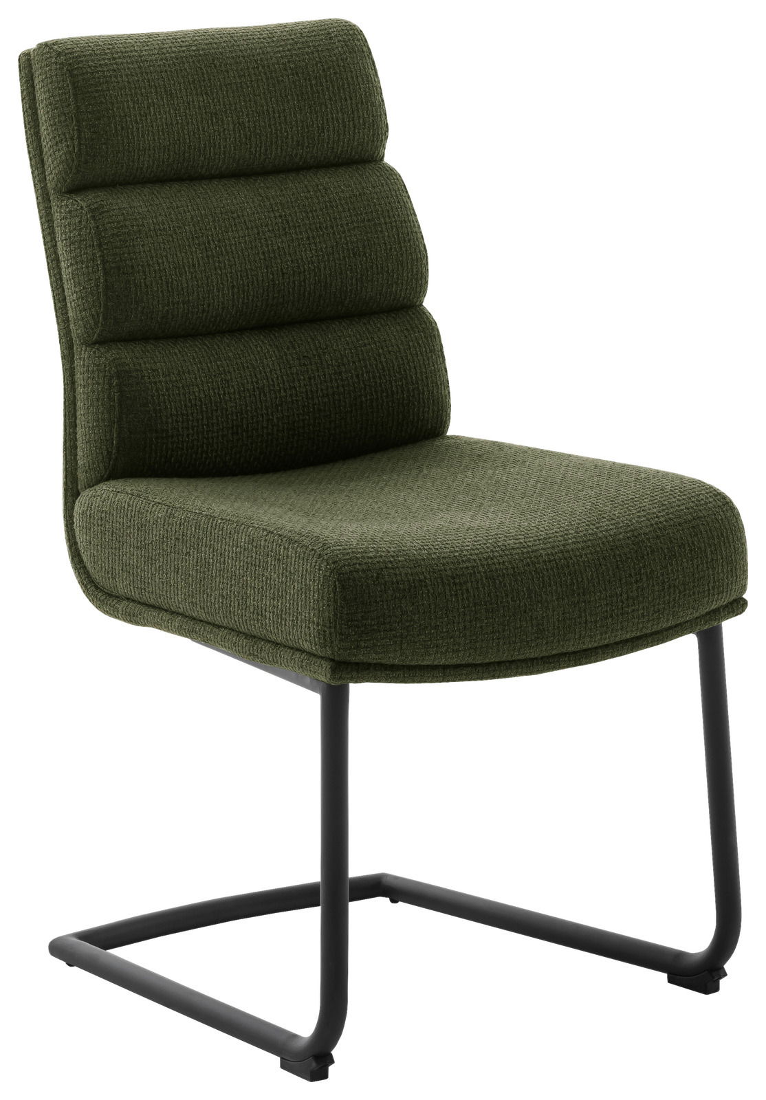 Dieter Knoll Freischwinger-Stuhl LEXINGTON Grüner Freischwinger-Stuhl mit gepolsterter Sitzfläche und Rückenlehne, seitliche Perspektive