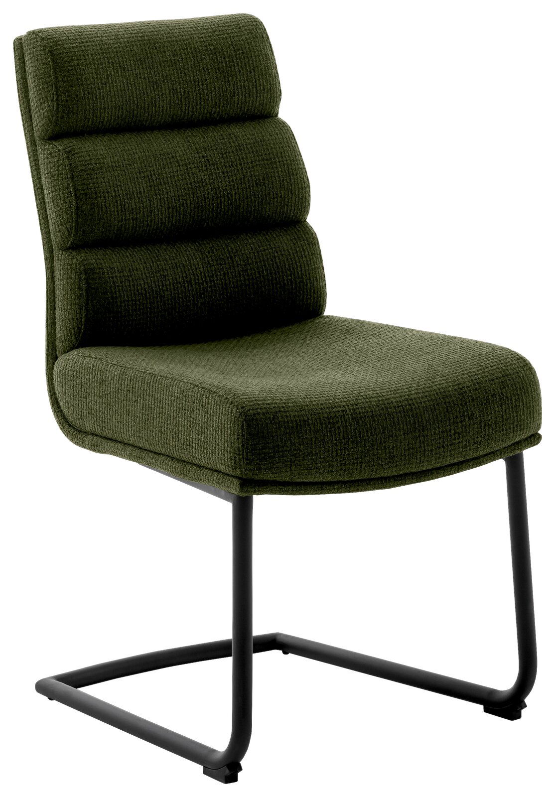 Dieter Knoll Freischwinger-Stuhl LEXINGTON Grüner Freischwinger-Stuhl mit gepolsterter Sitzfläche und Rückenlehne, seitliche Perspektive