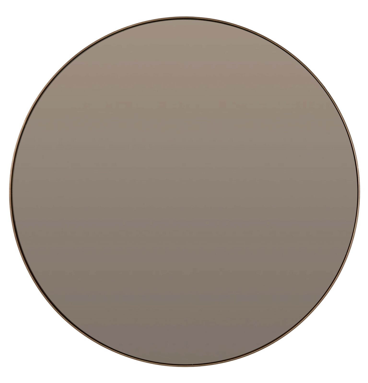 Runder Spiegel mit einem Durchmesser von 116 cm, aus Glas, frontal fotografiert.