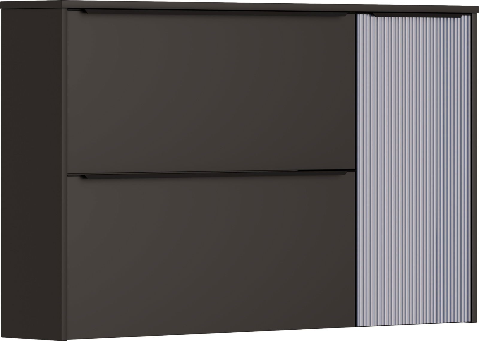 Dieter Knoll Hängeschuhschrank TURIN Moderner Hängeschuhschrank in dunklem Design mit zwei Klappen und einer geriffelten Tür, Frontalansicht.