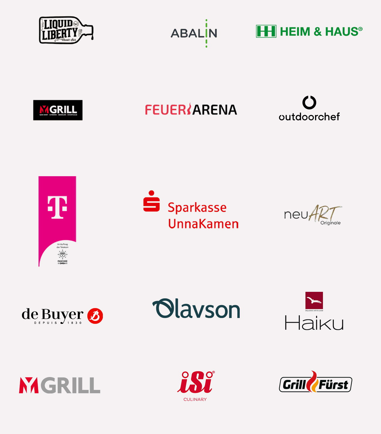 Logos der Aussteller von „Heim & Zuhause“, darunter Miele, Bosch, KitchenAid, Rösle und Tempur.