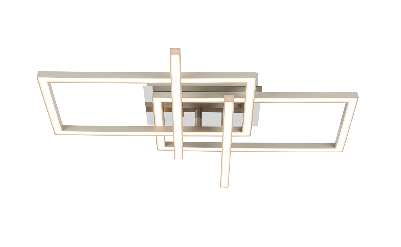 Moderne LED-Deckenleuchte mit geometrischem Design, seitliche Perspektive