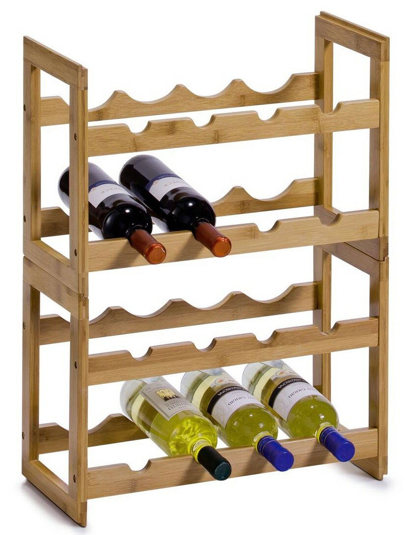 Weinregal aus Holz für 8 Flaschen, seitliche Perspektive