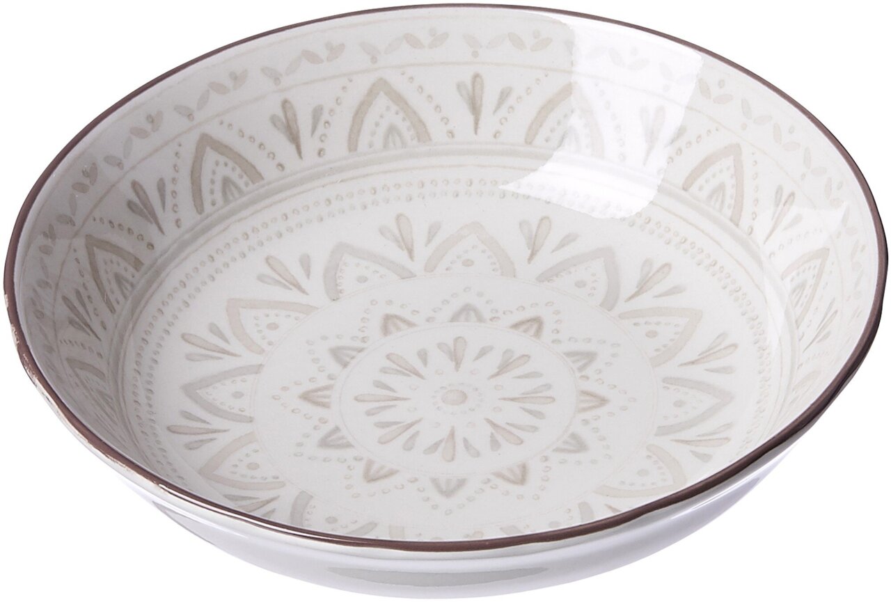 Ritzenhoff & Breker Beilagenschale VALENCIA Weißes Beilagenschale mit dekorativem Muster, seitliche Perspektive