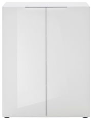 Weißer Schuhschrank mit zwei Türen, frontale Ansicht