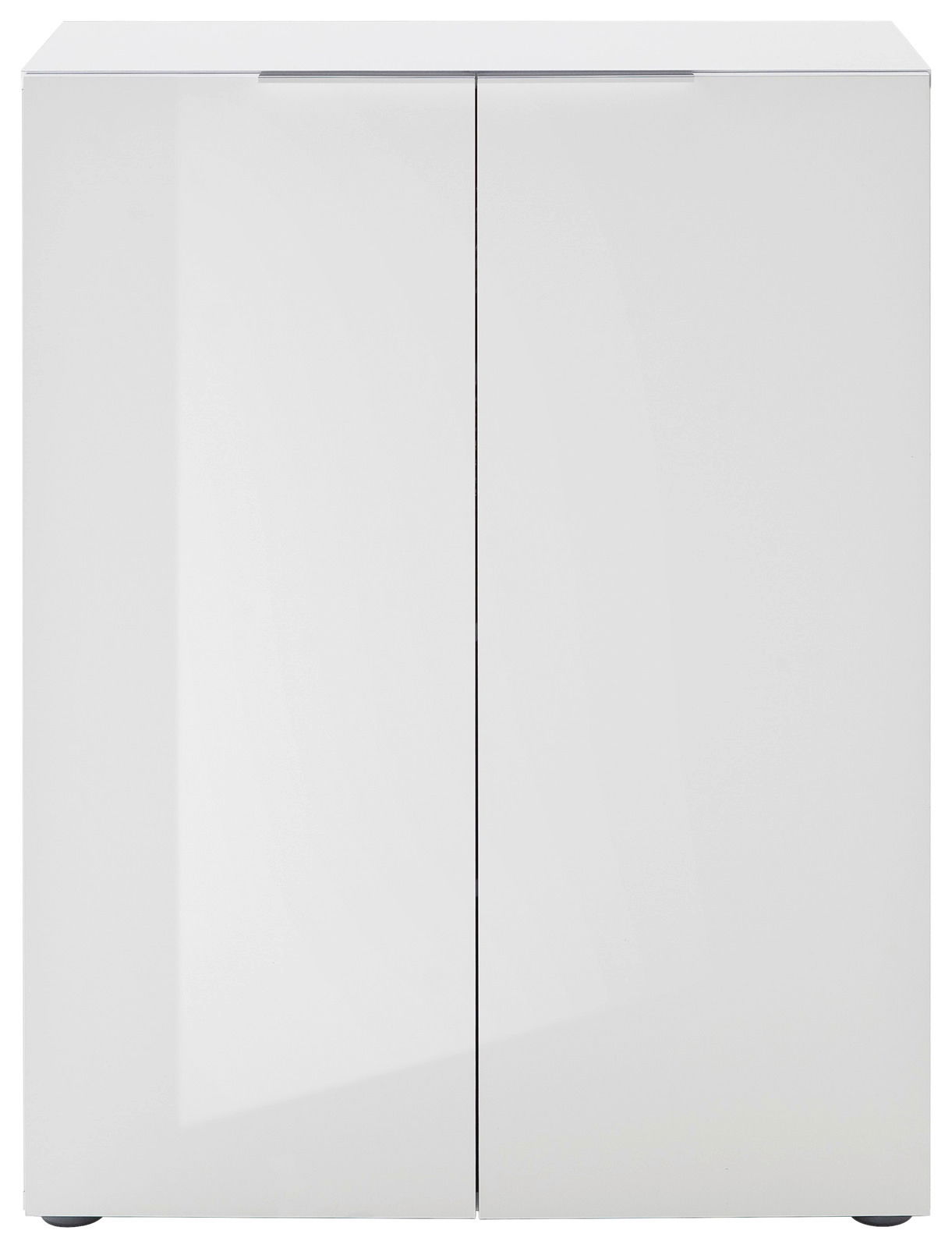 Weißer Schuhschrank mit zwei Türen, frontale Ansicht