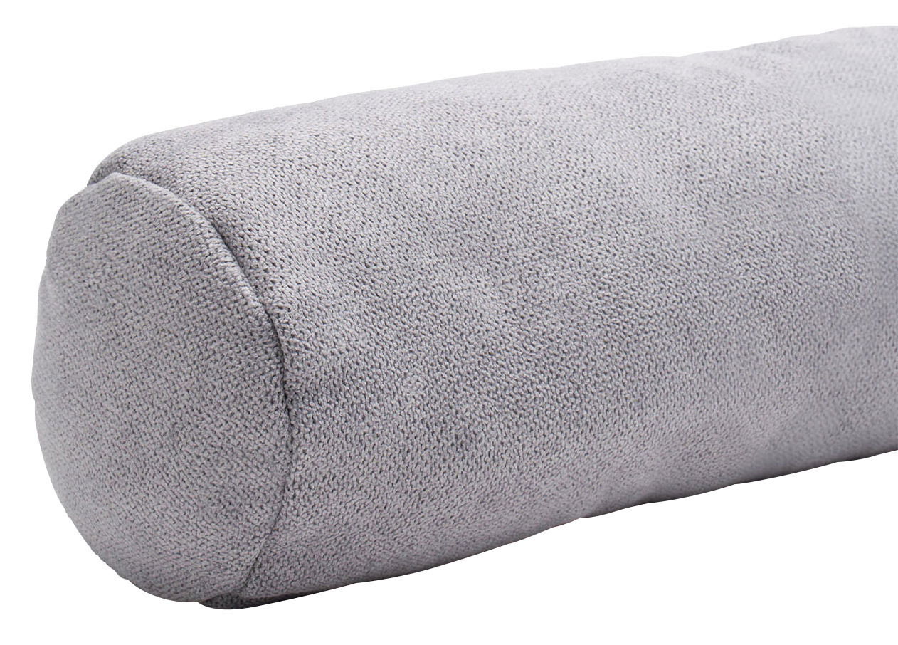 Graue Zugluftrolle aus 100% Polyester, seitliche Perspektive