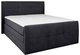 Boxspringbett 140 in dunklem Stoffbezug, seitliche Perspektive