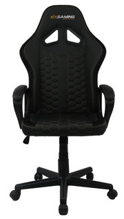 Schwarzer Gaming-Stuhl mit ergonomischem Design und Wabenmuster, Vorderansicht