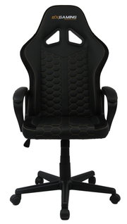 Schwarzer Gaming-Stuhl mit ergonomischem Design und Wabenmuster, Vorderansicht