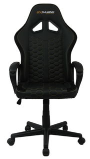 Schwarzer Gaming-Stuhl mit ergonomischem Design und Wabenmuster, Vorderansicht