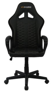 Schwarzer Gaming-Stuhl mit ergonomischem Design und Wabenmuster, Vorderansicht
