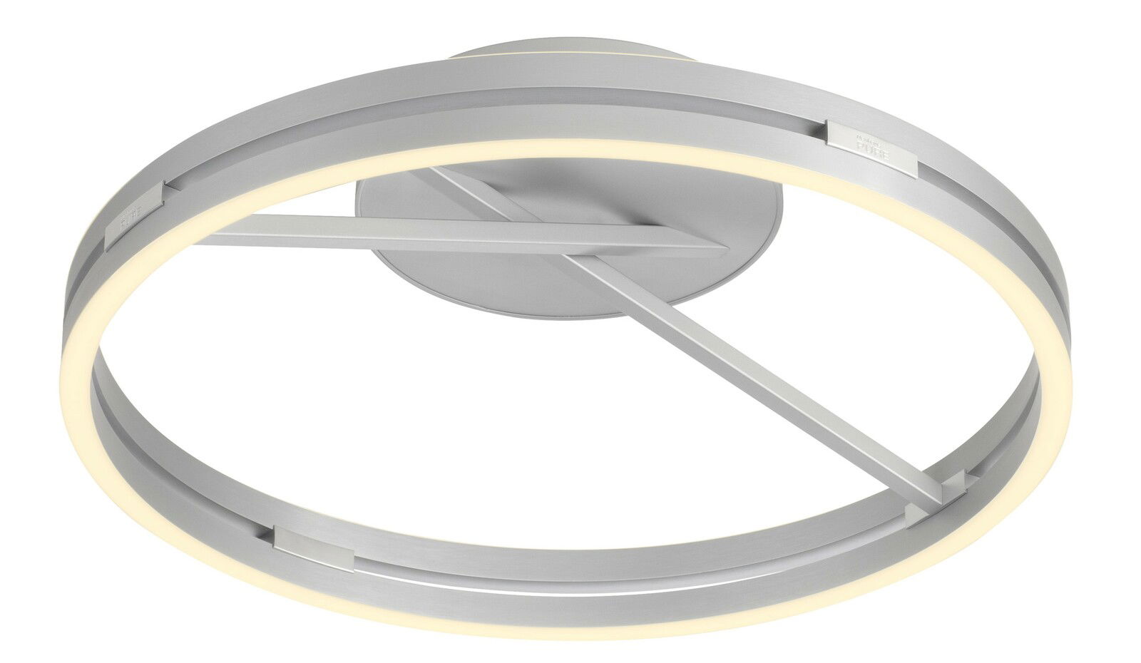 Moderne Deckenleuchte PURE Loop in silberner Optik, seitliche Perspektive