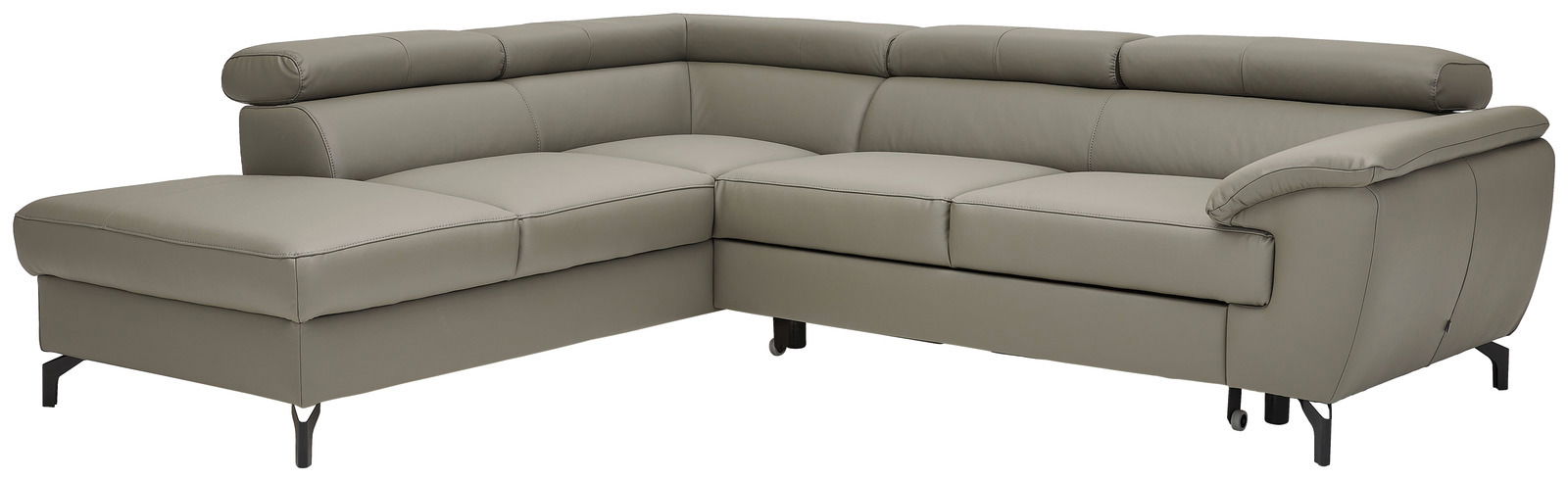 Celina Home Ecksofa FILO Eckgarnitur in grauem Leder, seitliche Perspektive