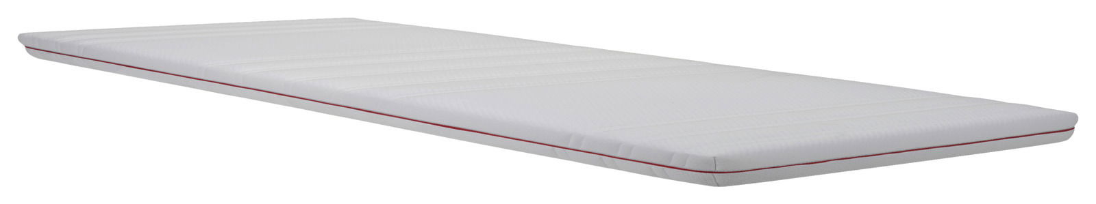 Z2 Kaltschaumtopper K120 DORMIPUR Kaltschaumtopper in seitlicher Perspektive mit weißem Bezug und rotem Rand