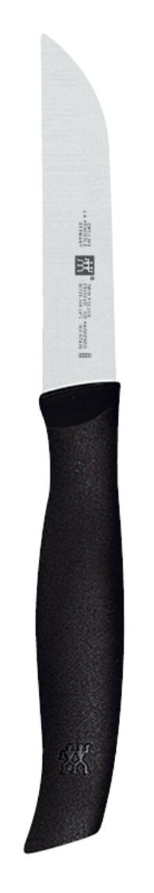 Groentemes TWIN GRIP met zwart handvat en zilveren lemmet, zijaanzicht