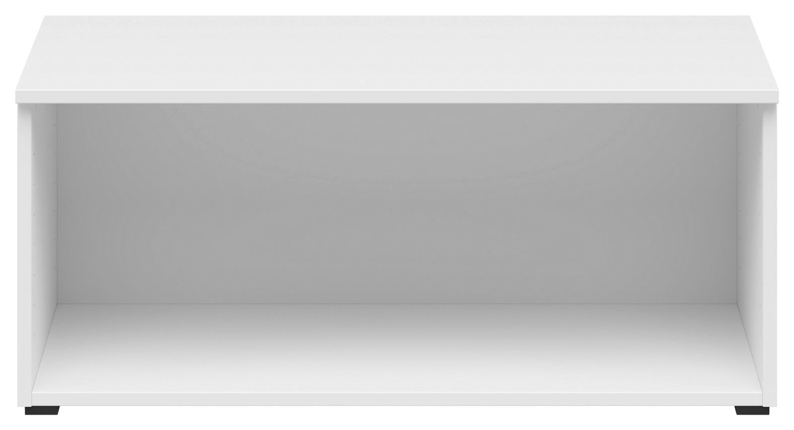 Weißer Regalaufsatz in Frontalansicht