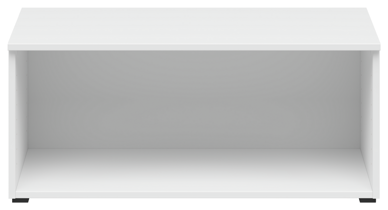 Weißer Regalaufsatz in Frontalansicht