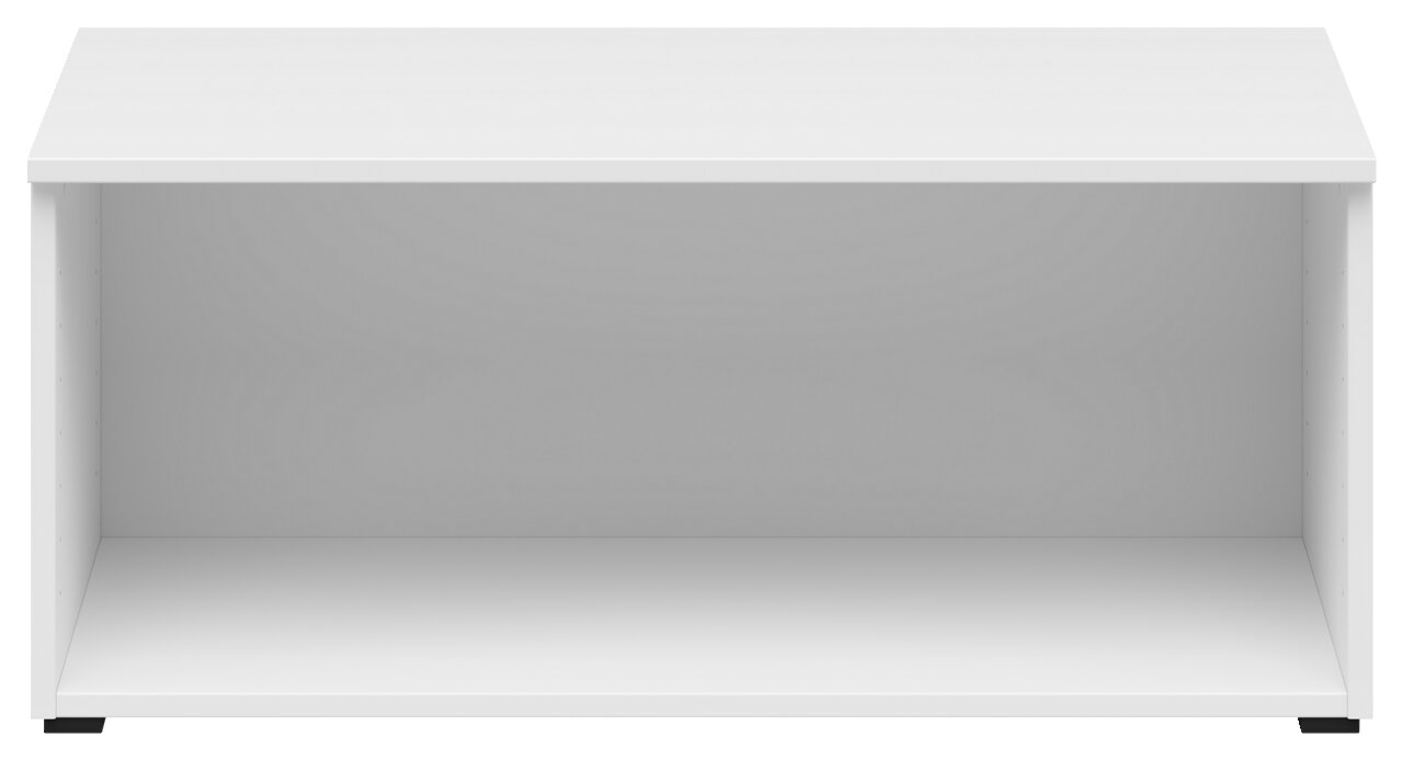 Weißer Regalaufsatz in Frontalansicht