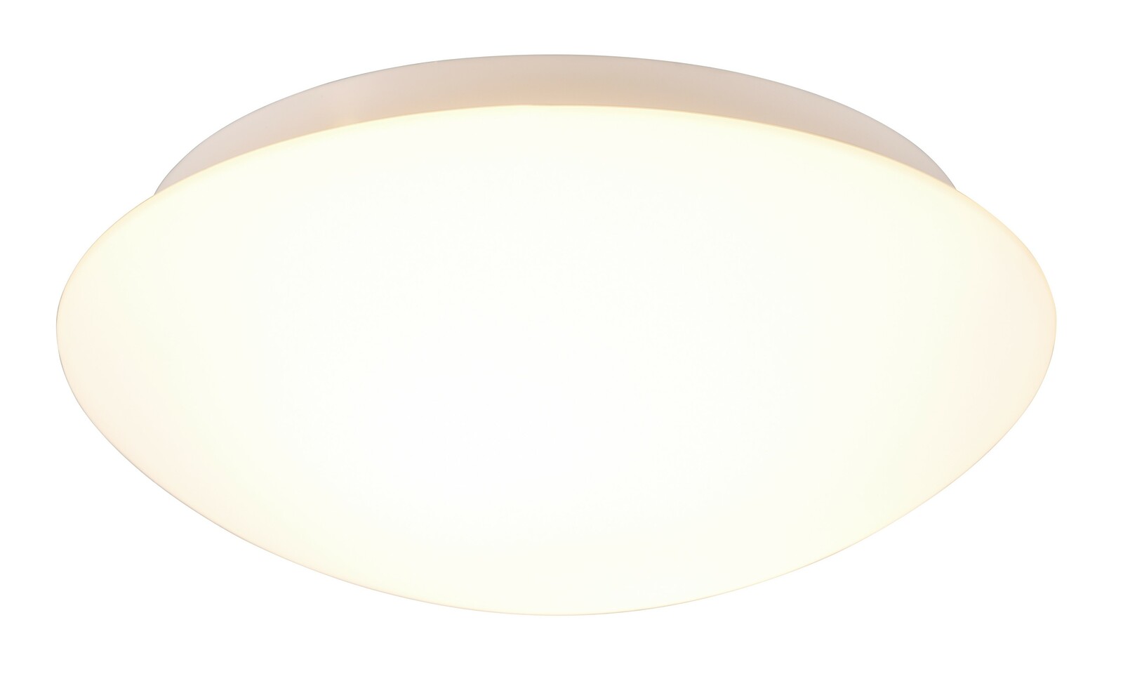 Runde Deckenleuchte in Weiß, seitliche Perspektive