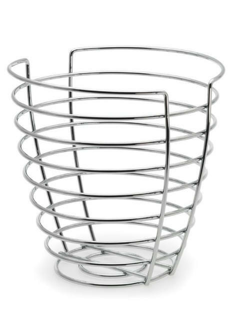 Drahtkorb aus Metall in seitlicher Perspektive