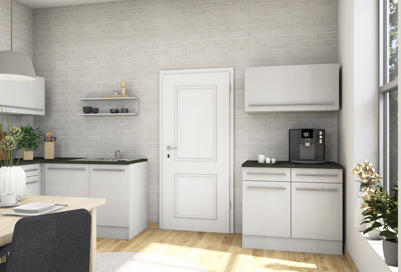 Yourkitchen Hängeschrank JAZZ Moderner Hängeschrank in einer stilvollen Küche, seitliche Perspektive