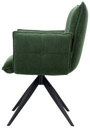 Grüner Armlehnstuhl aus Cordstoff mit schwarzem Metallgestell, Seitenansicht