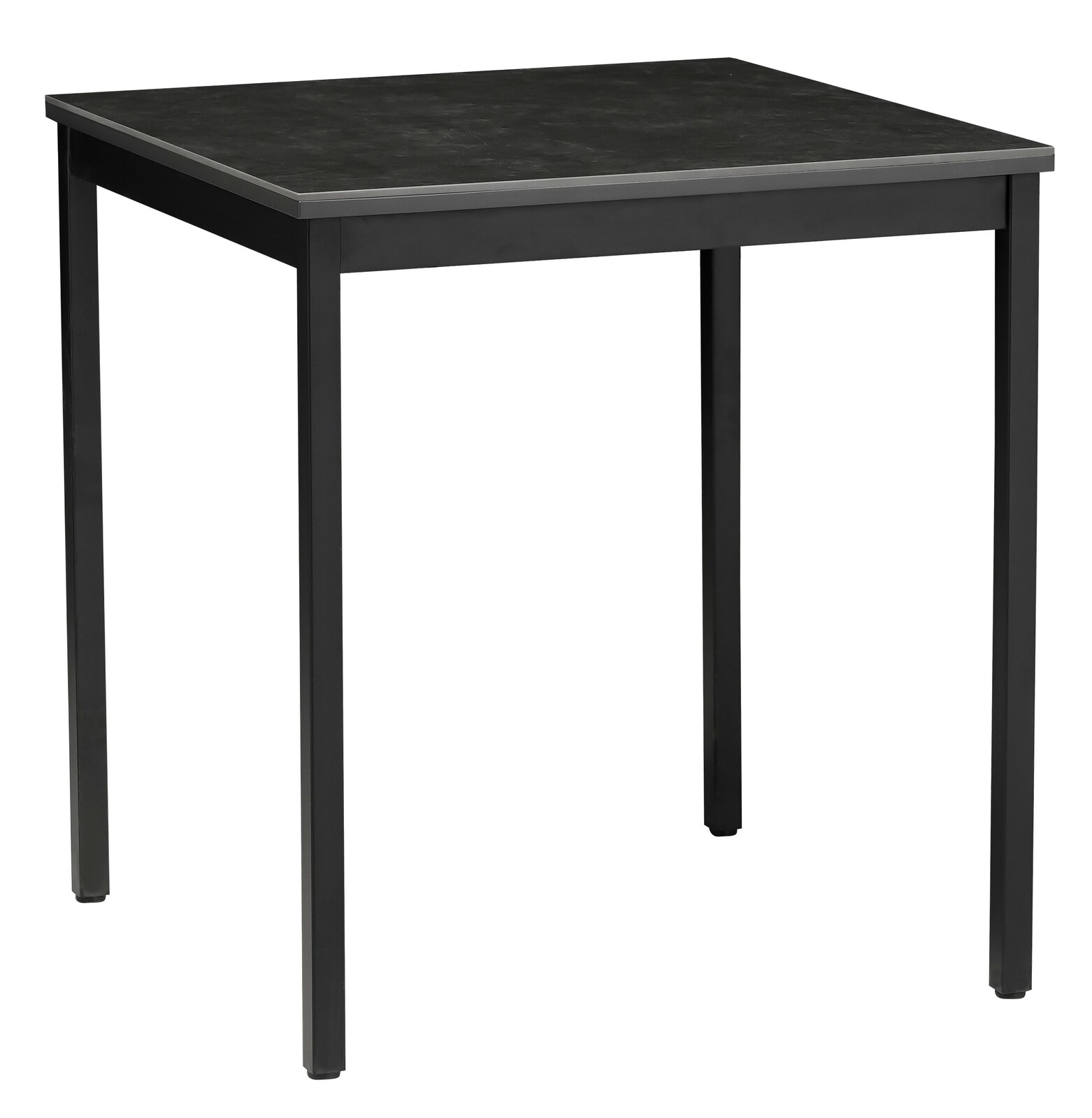 Zurbrüggen Esstisch ENRICO Moderner schwarzer Esstisch mit quadratischer Tischplatte und Metallbeinen, seitliche Perspektive