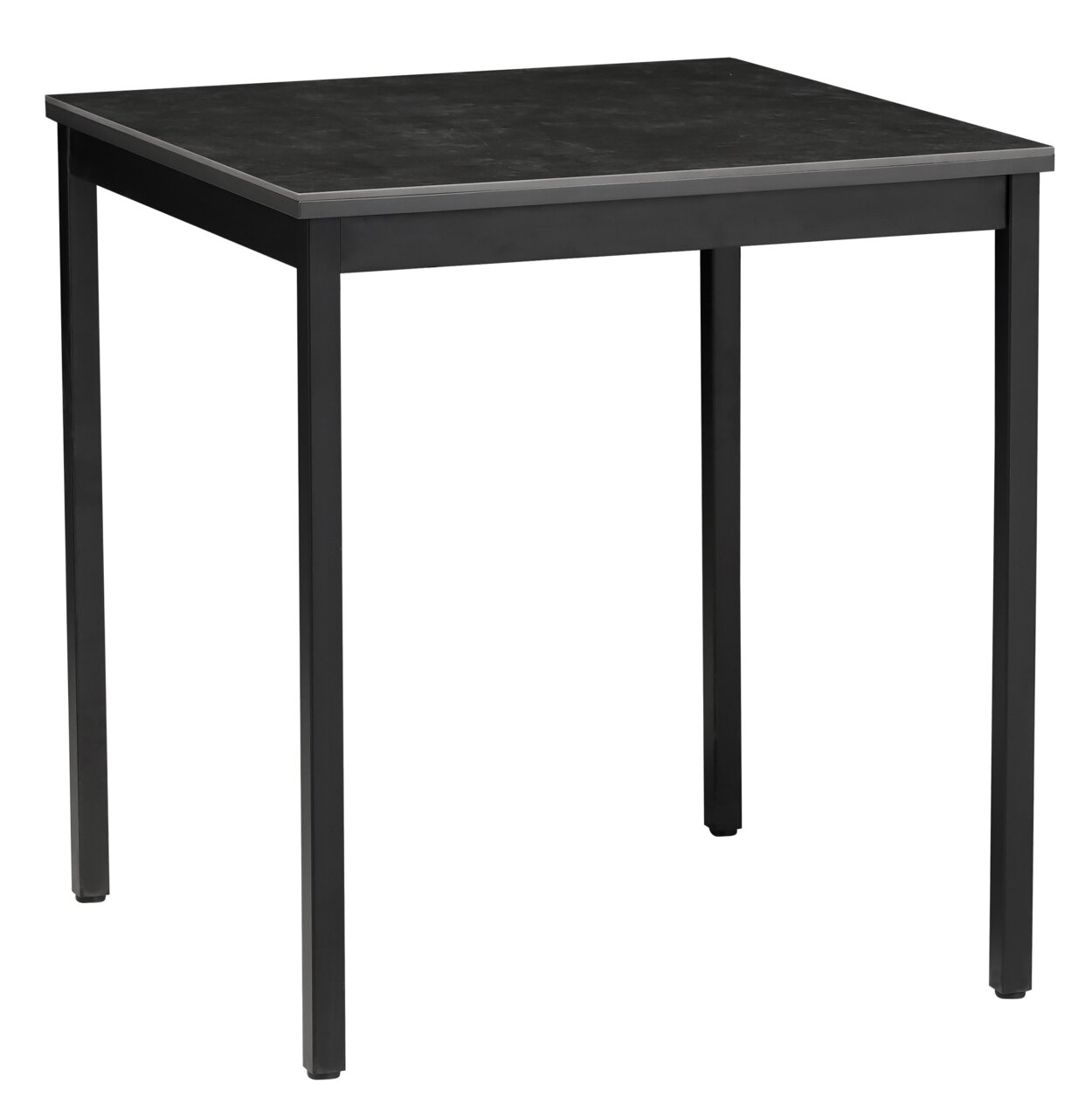 Zurbrüggen Esstisch ENRICO Moderner schwarzer Esstisch mit quadratischer Tischplatte und Metallbeinen, seitliche Perspektive