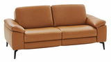 Braunes 3-Sitzer-Sofa aus Leder, Vorderansicht