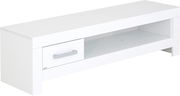 Weißes Lowboard mit Schublade und offenem Fach, seitliche Perspektive